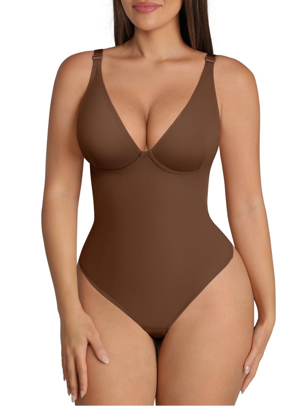 FeelinGirl Shapewear Bodysuits for Women Tummy Control Body Suit Deep Thong LG